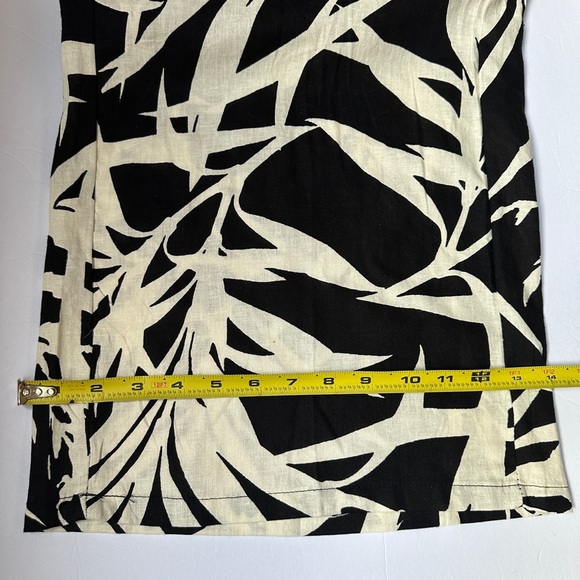 Rachel Zoe Wide Leg Cropped Linen Pants Women’s Size XL Black and White Tropical - Picture 6 of 10